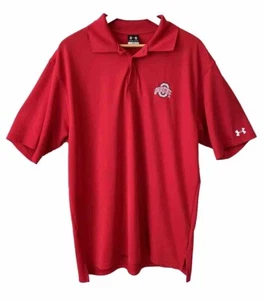 Under Armour Ohio State Golf Polo Shirt Red Men's Sz Large L Logo OSU Bucks Rare - Picture 1 of 13