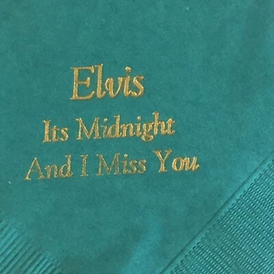 Elvis Presley 1987 Vintage Souvenir Napkin It’s Midnight And I Miss You - Picture 1 of 2