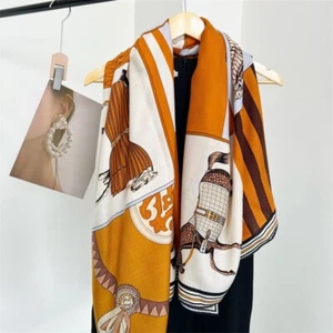 70% Cashmere & 30% Silk Wrap Scarf Stole Horse Color Block Thin Square Shawl 53" - Picture 1 of 12