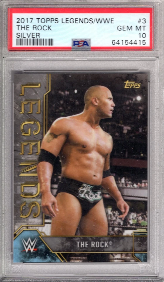 2017 Topps WWE Legends THE ROCK #3 Silver Parallel 01/99 PSA 10 GEM MINT - Image 1 of 1