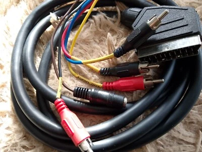 SCART AUF 4 RCA Cinchstecker 2 AV OUT 2 AV IN + Spannungsversorgung 3,5mm - Bild 1 von 2