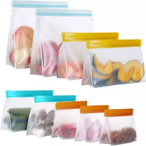 Reusable Food Storage Bags Stand Up, 9 Pack Leakproof Gallon Freezer Bags, BPA F - Picture 1 of 12