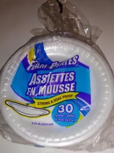 STRONG&SOAK PROOF(30 PIECES PLATES)FOAM(8.75")PLATES-USE FOR MICROWAVEABLE FOOD! - Bild 1 von 5