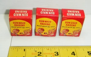 Vintage 1960s 3 Sample-Sized Empty Boxes of Sun Maid Raisins - Picture 1 of 6