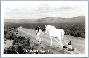 AMERIKANISCHE INDIANER HEIMWÄRTS GEBUNDEN VINTAGE ECHTFOTO POSTKARTE RPPC - Bild 1 von 2