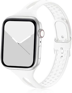 Silicone Narrow Sport Band for Apple Watch Series 10, 9, 8, 7, 6, 5, 4-1, and SE - Picture 1 of 26