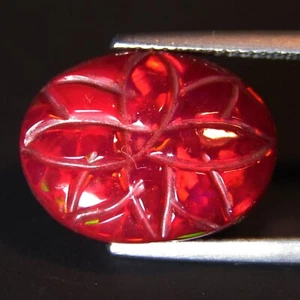 8.10Cts Natural Color Play Ethiopian Orange Opal Oval Carving Loose Gemstone - Picture 1 of 4