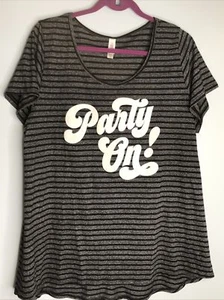 LuLaRoe klassisches T-Shirt neu ohne Etikett grau/schwarz PARTY ON! Grafik Rarität 🦄🦄 Baumwollmischung - Bild 1 von 11