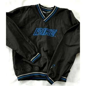 Vintage BIKE Youth windbreaker Jacket pullover V Neck 90s XL black blue - Picture 1 of 6