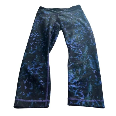 Lululemon 女式 Align 裤子黑色紫色花卉 4 码短打底裤 — 第 1/4 张图片