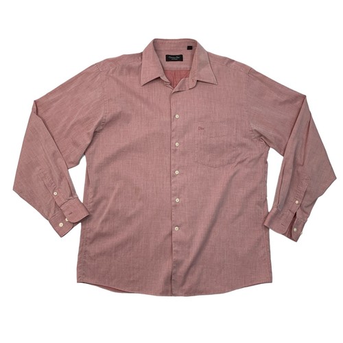 Camicia vintage Christian Dior da uomo 16 5 rosa Monsieur manica lunga abito da lavoro