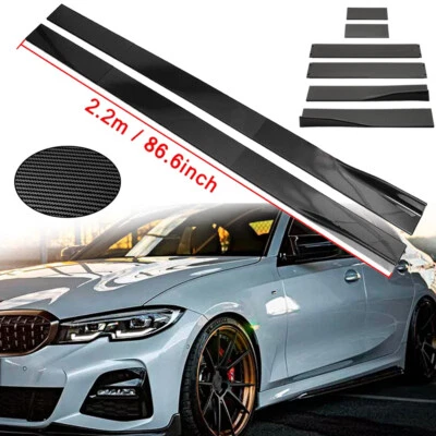 Carbon Fiber 86.6inch Side Skirt Extensions Rocker Panel For BMW E90 E92 E93 — 第 1/4 张图片