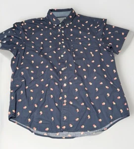 Original Penguin Men’s Navy Blue Button-Down Shirt Size L  Popcorn Print Casual - Picture 1 of 12
