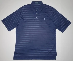 Polo Ralph Lauren Mens Blue Striped Pima Cotton Short Sleeve Polo Size Large - Picture 1 of 10