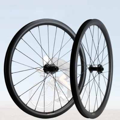700C砾石公路自行车碳纤维轮组无内胎38毫米深度31毫米宽车轮 — 第 1/4 张图片