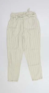 Dunnes Stores Girls Ivory Cotton Blend Chino Trousers Size 8 Years  Tie - Picture 1 of 12
