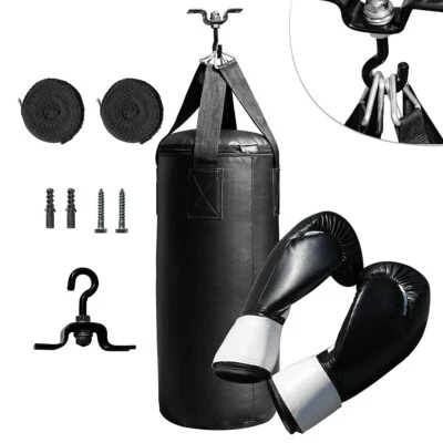 Boxset 10kg Boxsack gefüllt + Halterung + Handschuhe + Bandage Trainingssack - Bild 1 von 4