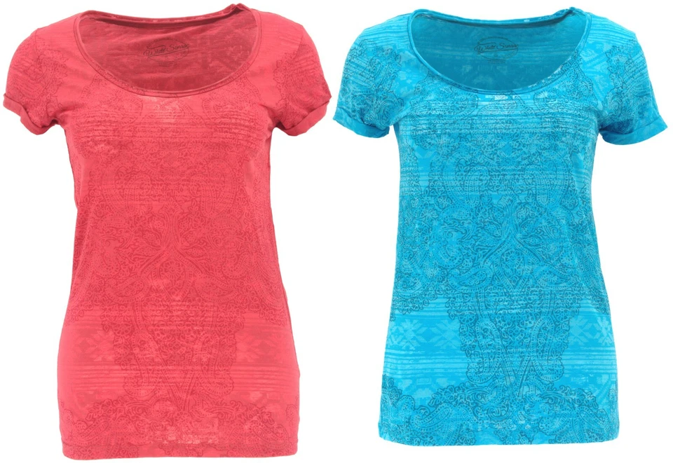 WHITE SIERRA D3316W WOMEN'S SHIVA BURNOUT PRINT TEE SHIRT MADE IN US - Image 1 of 1