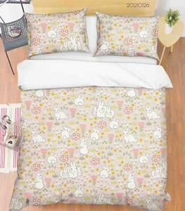 3D Rabbit Plant Pattern Quilt Cover Set Duvet Cover Bedding Pillowcases - Picture 1 of 6