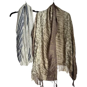 Collection 18 Womans Scarf Shawl Infinity Scarf Multicolor Geometric Lot Of 2 - Picture 1 of 11