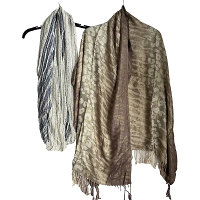 Colección 18 Mujer Bufanda Mantón Infinito Bufanda Multicolor Geométrico Lote De 2 Foto 1 de 4