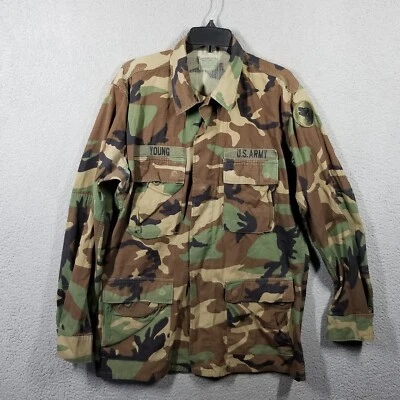 US Army Combat Woodland Camo Field Jacket Shirt MT VTG 1996 Gorpcore Timberwolf - Image 1 of 4