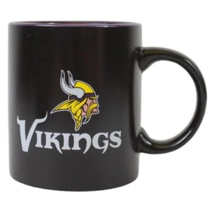 Taza de café Minnesota Vikings 14 oz taza de cerámica negra mate mercancía oficial de la NFL - Imagen 1 de 7