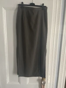 Calvin Klein, knöchellanger Damen-Maxirock Größe 12 dunkeloliv mit Schlitz. - Bild 1 von 8