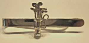 STERLING SILVER MENS TIE SLIDE GOLFER GOLFING DESIGN - Picture 1 of 1