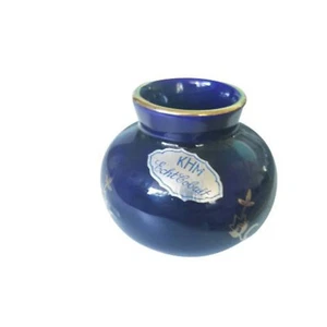 KHM Bavaria Echt Cobalt Vase With Gold Trim, Tiny Vase - Picture 1 of 8