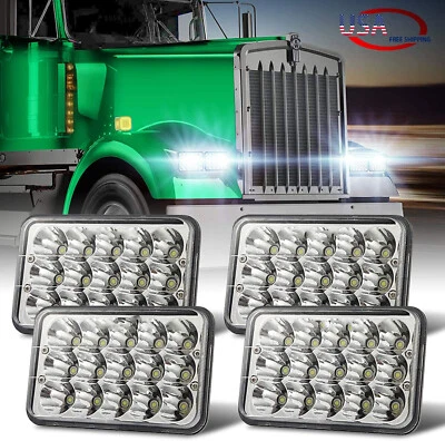 4 peças faróis de LED 4x6" para Kenworth T800 T400 T600 W900B W900L Classic120/132 - Imagem 1 de 4