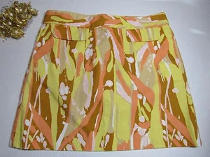 J CREW Womens Casual Mini Skirt Summer Orange Yellow Pockets Sz 4 - Picture 1 of 5