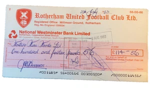 ROTHERHAM UNITED CHEQUE - FOSTERS FINE FOOD LIMITED - 27/7/1983 - Picture 1 of 1