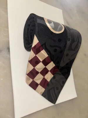 Via Manzoni Multicolor Abstract Design 100% Silk Mens Tie Necktie - Image 1 of 4