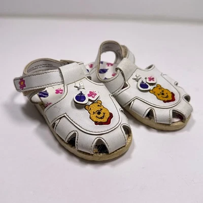 Baby Toddler Winnie the Pooh White Sandals Size 6 Hook and Loop - Image 1 of 4