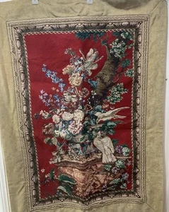 Pittorico vintage francese vittoriano da parete art deco fiori e colombe bianche - Foto 1 di 10