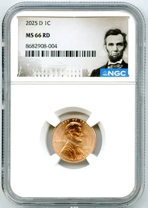 2025 D LINCOLN SHIELD CENT NGC MS66 RD PENNY - Picture 1 of 2