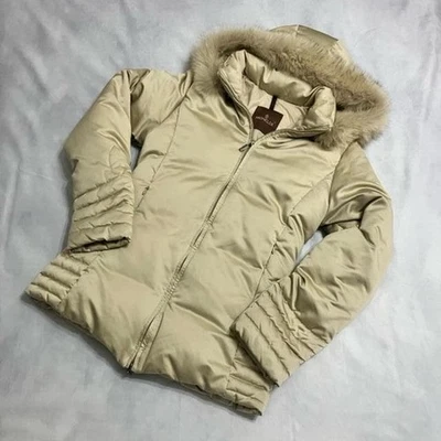 Moncler Woman XS Tans Down Jacket Ivory With Fur Limited Edition Alpine Luxury - Image 1 of 4