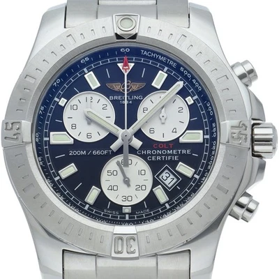 BREITLING Colt Chronograph A73380/A7338811/BD43 Stainless Steel mensWatch bl... - image 1 of 4