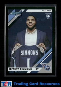 2019 Donruss #258 Jeffery Simmons a prova di stampa nero #/10 - Foto 1 di 2