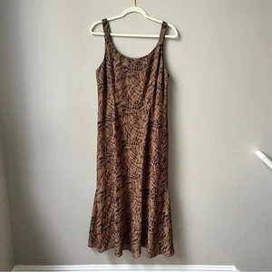 Vintage Maxikleid Damen Größe 12 Braun Schwarz Blatt Y2K Woodland Fairy - Bild 1 von 12