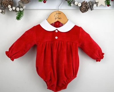 Pex Spagnolo Abbigliamento Bambina Bambina Velluto Rosso Pagliaccetto Completo Neonato 0-3-6 Mesi - Immagine 1 di 3