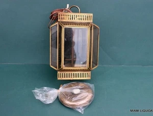 Vintage 2-light Pendant Lantern Antique Brass Smoke Glass Lite Trend T1241-2 - Picture 1 of 2
