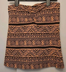 Women's Patterned Strapless Top Black & Brown Size 16 (34 Inch Chest) - Picture 1 of 3
