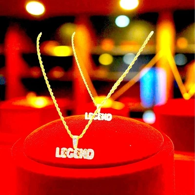 Collar Colgante "LEYENDA" Helado Para Hombre | Cadena Cuerda 20" Chapada en Oro 18K Foto 1 de 2