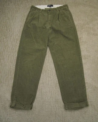 Vintage Polo Ralph Lauren Hammond Pants Mens 34x30 Green Corduroy Pleated 90s - Image 1 of 4