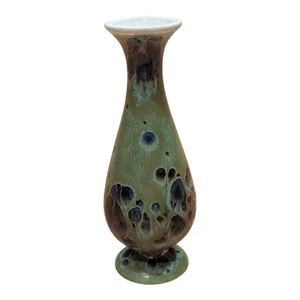 Vintage Studio Kunst Vase 6" Kristallglasur grün blau kosmischer Tropf unbeschriftet MCM - Bild 1 von 6