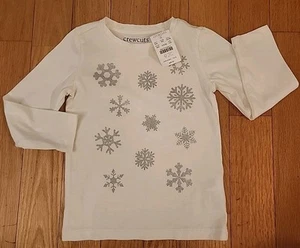 NUEVO CON ETIQUETAS NUEVO Camisa Manga Larga Niña Talla XXS 2-3 2T 3T Corte Redondo Marfil Copo de Nieve - Imagen 1 de 2