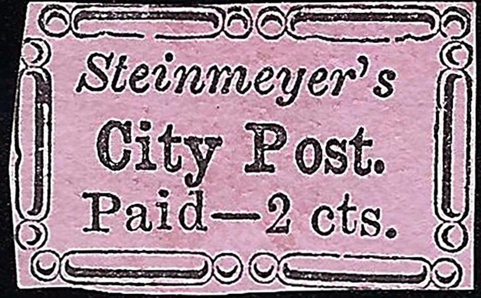 US Scott #4LB20 MH VF 2 Cent 1859 Steinmeyer's City Post Carrers Stamp CV 225.00 - Image 1 of 1