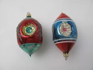 4" Vintage 2 Quecksilber Glas vier Seiten Einzüge Weihnachtsschmuck Polen? - Bild 1 von 8